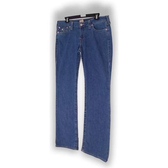 Womens Blue Mid Rise Coin Pocket Straight Leg Button Denim Jeans Size Large image number 3