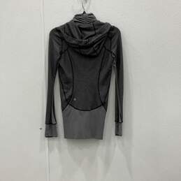 Lululemon Womens Black Gray Herringbone Zip Up Athletic Hooded Jacket Size 4 alternative image