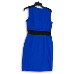 NWT Calvin Klein Womens Blue Black Round Neck Sleeveless Sheath Dress Size 8 alternative image