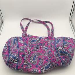 Vera Bradley Womens Purple Blue Paisley Double Handle Zipper Tote Bag