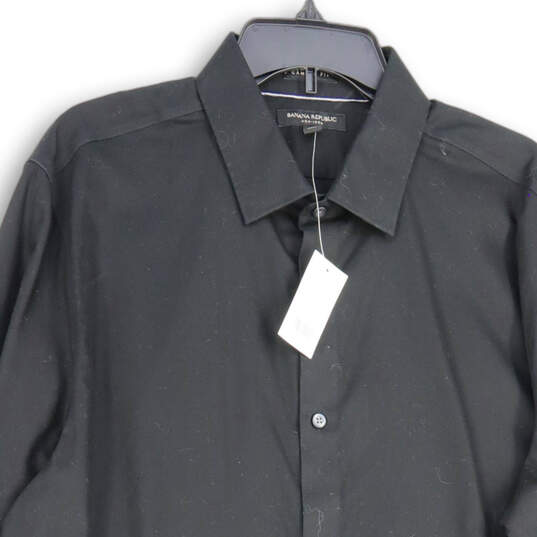 NWT Mens Black Long Sleeve Spread Collar Button-Up Shirt Size X-Large image number 3