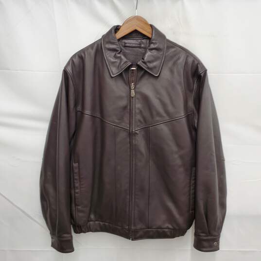 Round Tree & Yorke MN's Genuine Brown Leather Jacket Size M-T image number 1