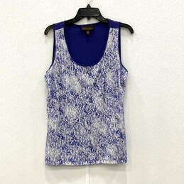 Womens Blue Sequin Sleeveless Scoop Neck Pullover Blouse Top Size Medium