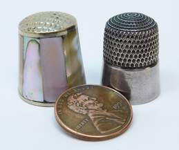 925 Sterling Silver Mother of Pearl & Abalone Inlay Thimbles alternative image