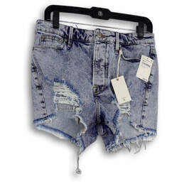 NWT Womens Blue Denim Medium Wash Bombshell Cut-Off Shorts Size 8/29
