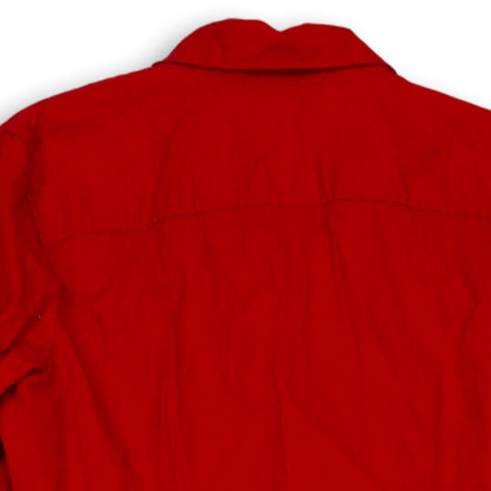 NWT Womens Red Long Sleeve Pocket Spread Collar Button-Up Shirt Size XL image number 4