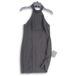 NWT Womens Black Halter Neck Sleeveless Back Zip Bodycon Dress Size Large