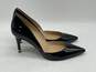 Womens Black Leather Pointed Toe Slip On Stiletto Pump Heel Size 7.5M image number 2