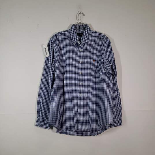 Mens Gingham Regular Fit Long Sleeve Collared Button-Up Shirt Size Large image number 1