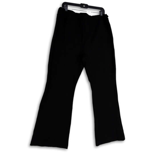 Womens Black Flat Front Elastic Waist Flared Wide Leg Ankle Pants Size XL image number 1