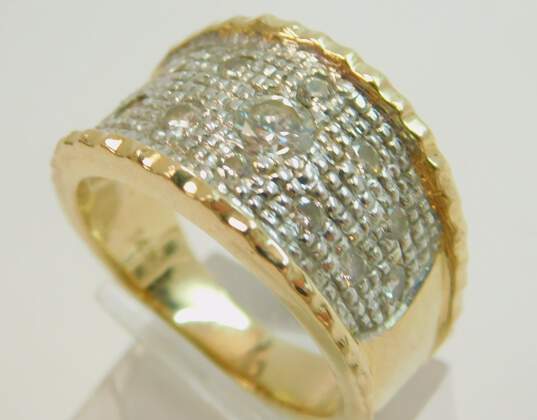 14K Yellow Gold 0.77 CTTW Round Diamond Pave Tapered Ring 10.1g image number 7