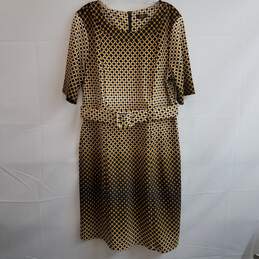 Women's gradient dot print shift dress with belt size 14