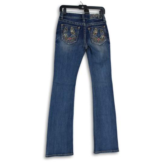 NWT Womens Blue Denim Medium Wash 5-Pocket Design Straight Leg Jeans Size 25 image number 2