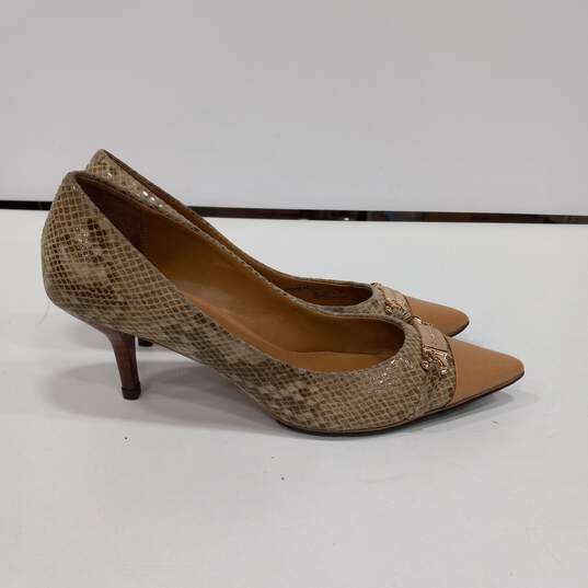 Coach Women's A00231 Bowery Snake Print Pointed Toe Kitten Heel Pums Size 10B image number 1