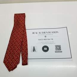 AUTHENTICATED Gucci Red Silk Tie