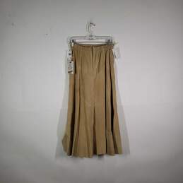 NWT Womens Genuine Leather Pleated Back Zip Long Maxi Skirt Size 12