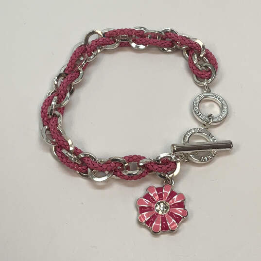 Designer Vera Bradley Silver-Tone Pink Intertwined Cable Charm Bracelet image number 3