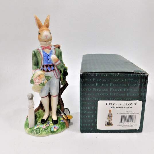Vintage Fitz and Floyd Old World Rabbit Candlestick Holder Gentleman Bunny image number 1