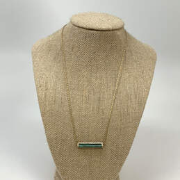 Designer Henri Bendel  Gold-Tone Link Chain Fashion Green Pendant Necklace