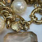 Designer J. Crew Gold-Tone Adjustable Chain Faux Pearl Statement Necklace image number 4
