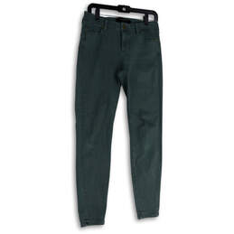 Womens Green Denim Dark Wash Stretch Pockets Skinny Leg Jeans Size 6/28