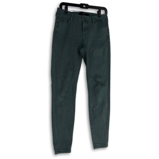 Womens Green Denim Dark Wash Stretch Pockets Skinny Leg Jeans Size 6/28 image number 1