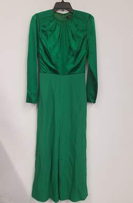 Womens Green Crew Neck Long Sleeve Back Zip One Pieces Jumpsuit Size 38 alternative image