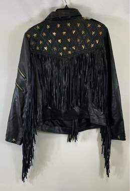 SX Honey Pot Womens Black Faux Leather Tassel Rivets Biker Jacket Size 3XL alternative image