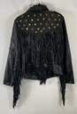 SX Honey Pot Womens Black Faux Leather Tassel Rivets Biker Jacket Size 3XL image number 2