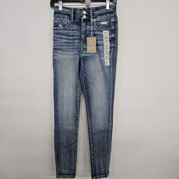 BKE Blue Distressed Denim Slim Fit High Rise Ankle Skinny Jeans