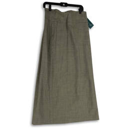 NWT Womens Gray Herringbone Pleated Side Zip Long Maxi Skirt Size 12