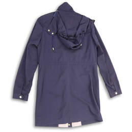 Womens Blue Hooded Flap Pockets Long Sleeve Rain Coat Size XS alternative image