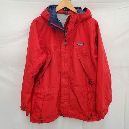Patagonia MN's 100% Nylon & Polyester Red Insulated Hooded Windbreaker Size M image number 1