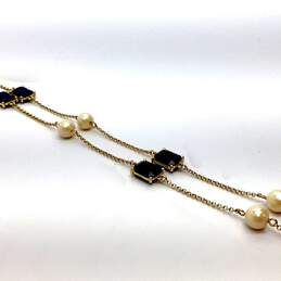 Designer Kate Spade Gold-Tone Black White Stones Adjustable Chain Necklace alternative image