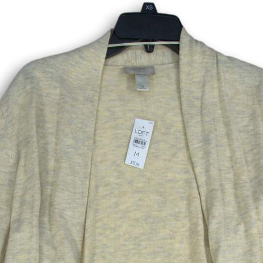 NWT LOFT Womens Beige Long Sleeve Open Front Cardigan Sweater Size Medium image number 3