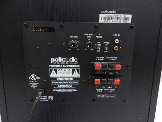 Polk Audio Brand PSW10 Model 110V Powered Subwoofer w/ Power Cable image number 5