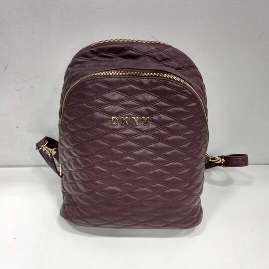 DKNY Red Quilted Leather Backpack image number 1