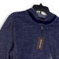 NWT Mens Blue White Striped Long Sleeve Pockets Pullover Hoodie Size M image number 3