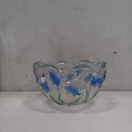 Mikasa Bluebells Blue  & Green Clear Crystal Glass Bowl - IOB alternative image