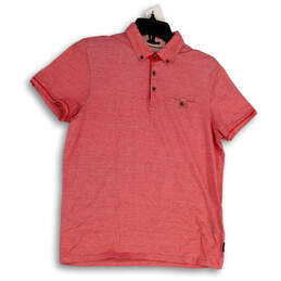 Mens Red Collared Short Sleeve Pocket Stretch Regular Fit Polo Shirt Size 3