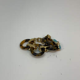 Designer J. Crew Gold-Tone Tortoise Crystal Stone Chain Bracelet With Bag