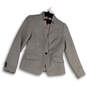 Womens Gray Notch Lapel Long Sleeve Flap Pockets One-Button Blazer Size 0P image number 1