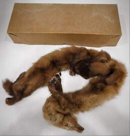 Vintage Whole Mink Fur Scarf W/ Heads Feet Paws Tails