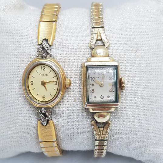 Hamilton 14k Gold Filled Caravelle Diamond Ladies Quartz Watch Collection image number 1