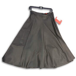NWT Womens Black Flat Front Back Zip Midi A-Line Skirt Size 6