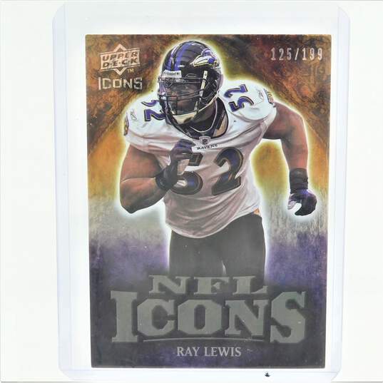2009 HOF Ray Lewis Upper Deck Icons NFL Icons Silver /199 Baltimore Ravens image number 1