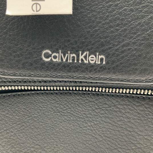 NWT Calvin Klein Womens Black Leather Adjustable Strap Backpack Messenger Bag image number 2