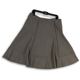 Womens Gray Pleated Regular Fit Pull-On Knee Length A-Line Skirt Size 14
