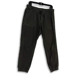 Womens Gray Flat Front Elastic Waist Pockets Drawstring Jogger Pants Size 8