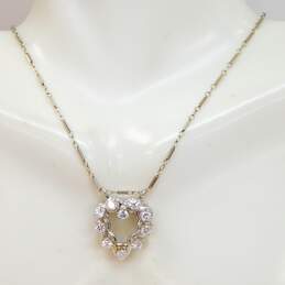 14K White Gold 0.80 CTTW Round Diamond Open Heart Pendant Necklace 6.4g alternative image